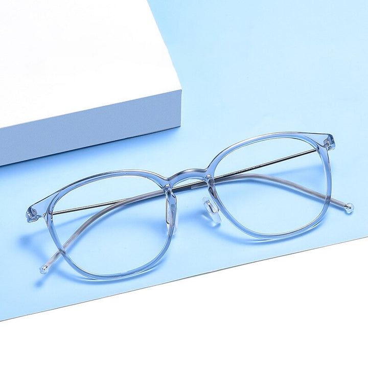 Hotony Unisex Full Rim Round Square Tr 90 Acetate Aluminum Eyeglasses 822m Full Rim Hotony