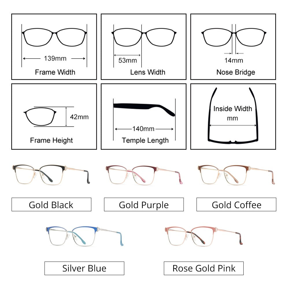 Ralferty Women's Full Rim Square Acetate Alloy Eyeglasses D8612 Full Rim Ralferty