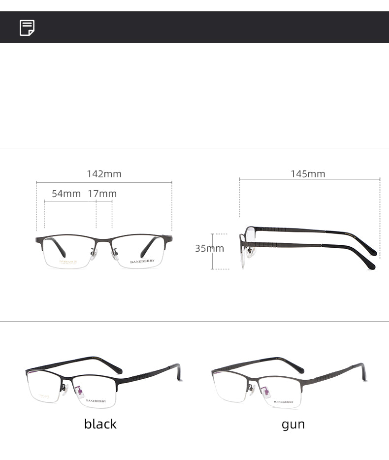 Reven Jate Unisex Semi Rim Square Titanium Frame Eyeglasses 71109 Semi Rim Reven Jate