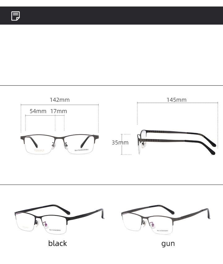 Reven Jate Unisex Semi Rim Square Titanium Frame Eyeglasses 71109 Semi Rim Reven Jate