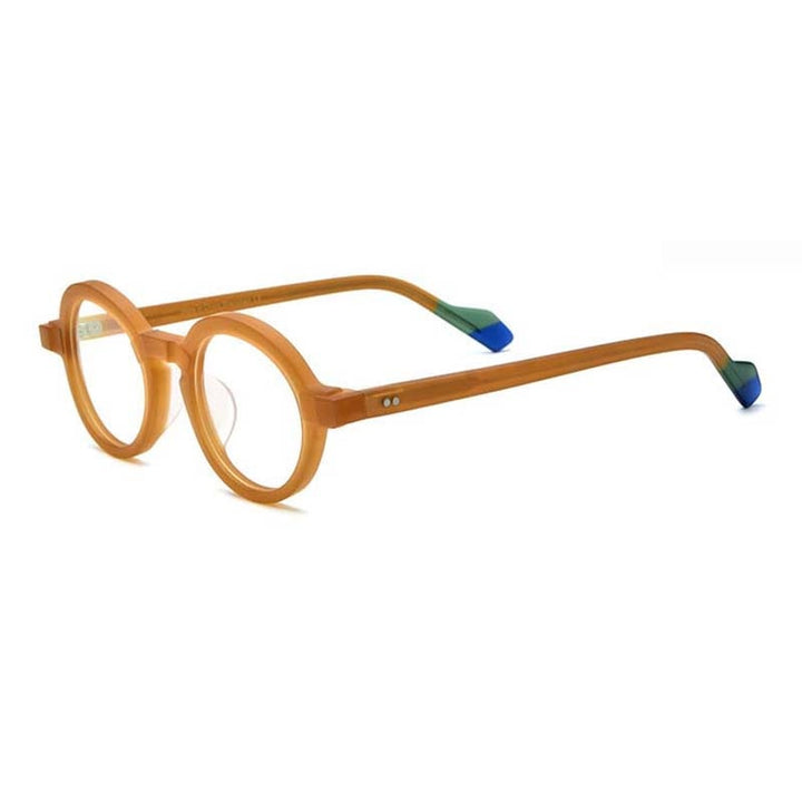 CCspace Unisex Full Rim Irregular Round Acetate Eyeglasses 54704 Full Rim CCspace Matte orange China