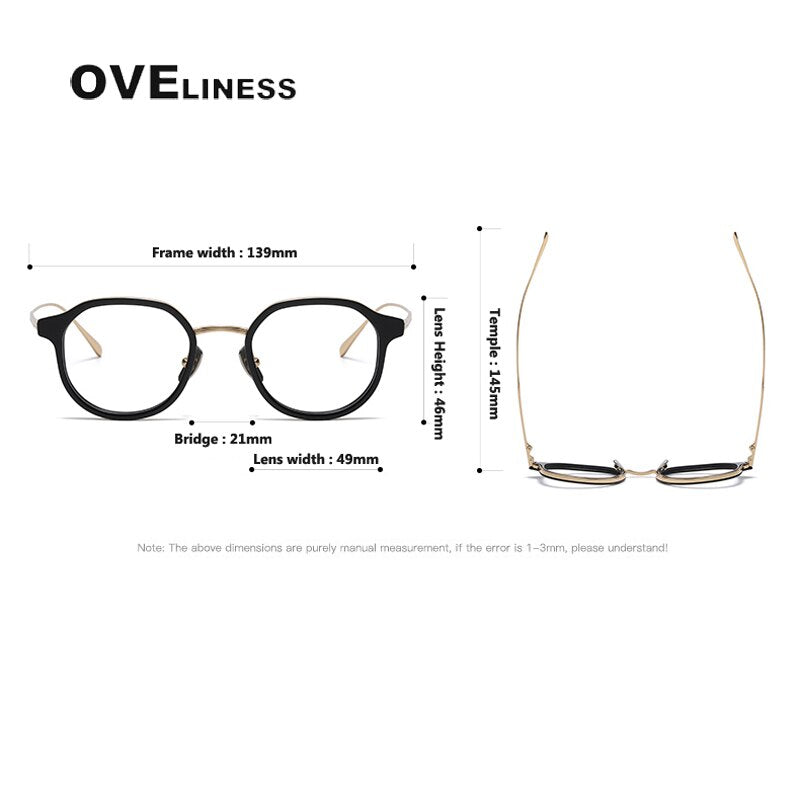 Oveliness Unisex Full Rim Round Acetate Titanium Eyeglasses Tango Full Rim Oveliness