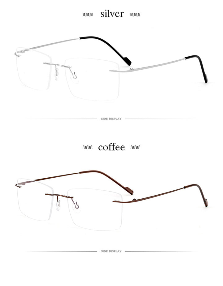 Hotochki Unisex Rimless Rectangle Alloy Frame Eyeglasses 6043 Rimless Hotochki