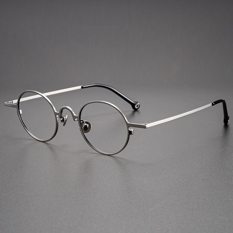 CCspace Unisex Full Rim Round Titanium Alloy Eyeglasses 54909 Full Rim CCspace Gun China
