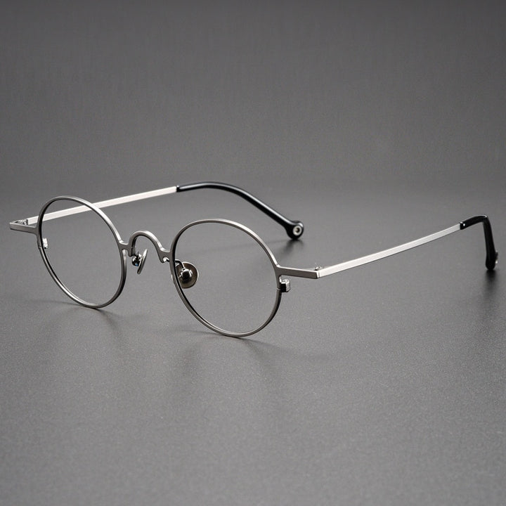 CCspace Unisex Full Rim Round Titanium Alloy Eyeglasses 54909 Full Rim CCspace Gun China