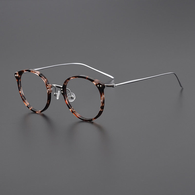 Gatenac Unisex Full Rim Round Square Acetate Titanium Eyeglasses Gxyj1005 Full Rim Gatenac