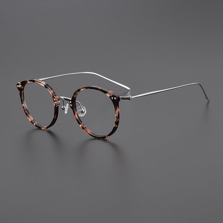 Gatenac Unisex Full Rim Round Square Acetate Titanium Eyeglasses Gxyj1005 Full Rim Gatenac