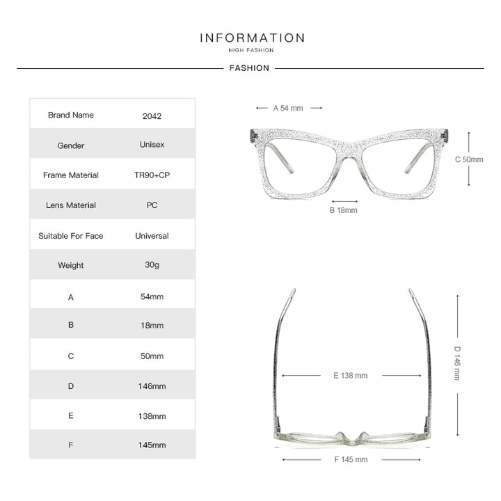 Gmei Women's Full Rim TR 90 Titanium Cat Eye Frame Eyeglasses 2042 Full Rim Gmei Optical