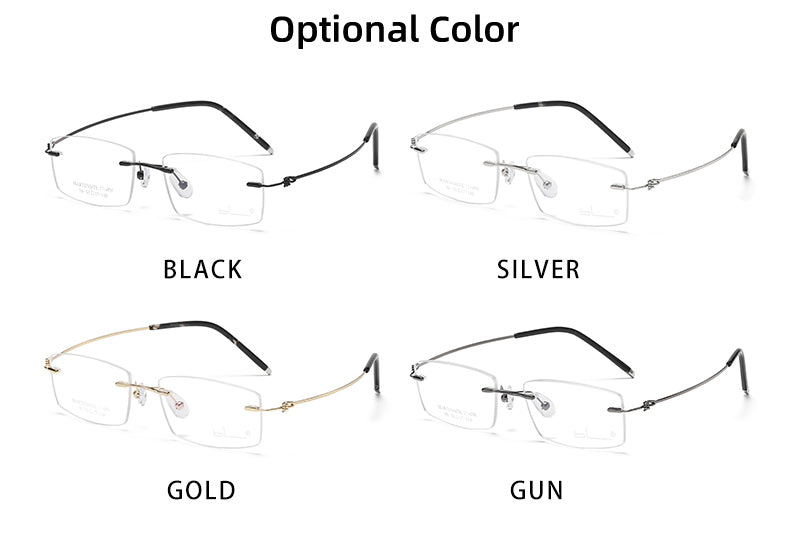 Reven Jate Unisex Rimless Rectangle Titanium Alloy Eyeglasses 8581 Rimless Reven Jate