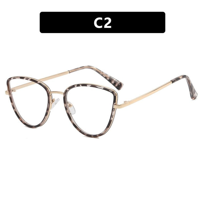 CCspace Unisex Full Rim Square Cat Eye Alloy Eyeglasses 55626 Full Rim CCspace China TofuPudding