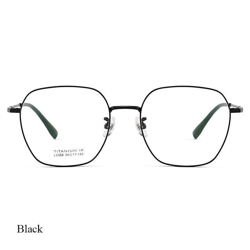 Bclear Unisex Full Rim Polygonal Square Titanium Eyeglasses Lb5368 Full Rim Bclear Black  