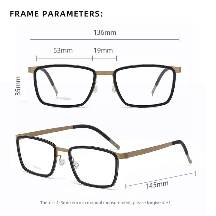 Reven Jate Unisex Full Rim Square Titanium Acetate Eyeglasses 9711 Full Rim Reven Jate