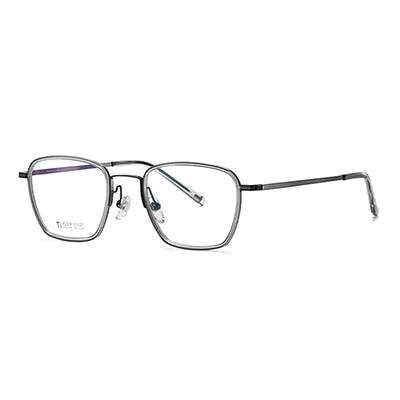 Ralferty Unisex Full Rim Irregular Square Acetate Titanium Eyeglasses D2319 Full Rim Ralferty C2 Clear Gray China 