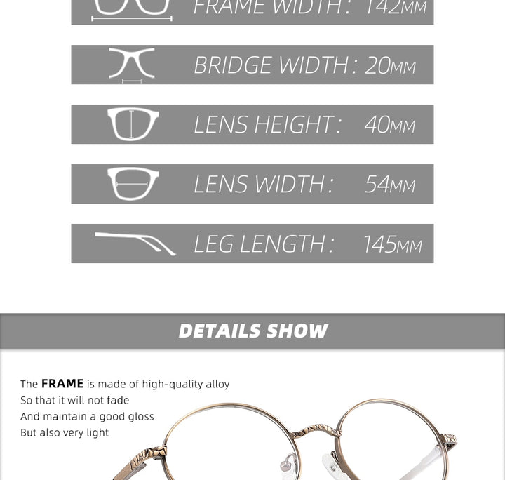 Laoyehui Unisex Full Rim Oval Alloy Reading Glasses Anti-Blue Light Glg9197 Reading Glasses Laoyehui   