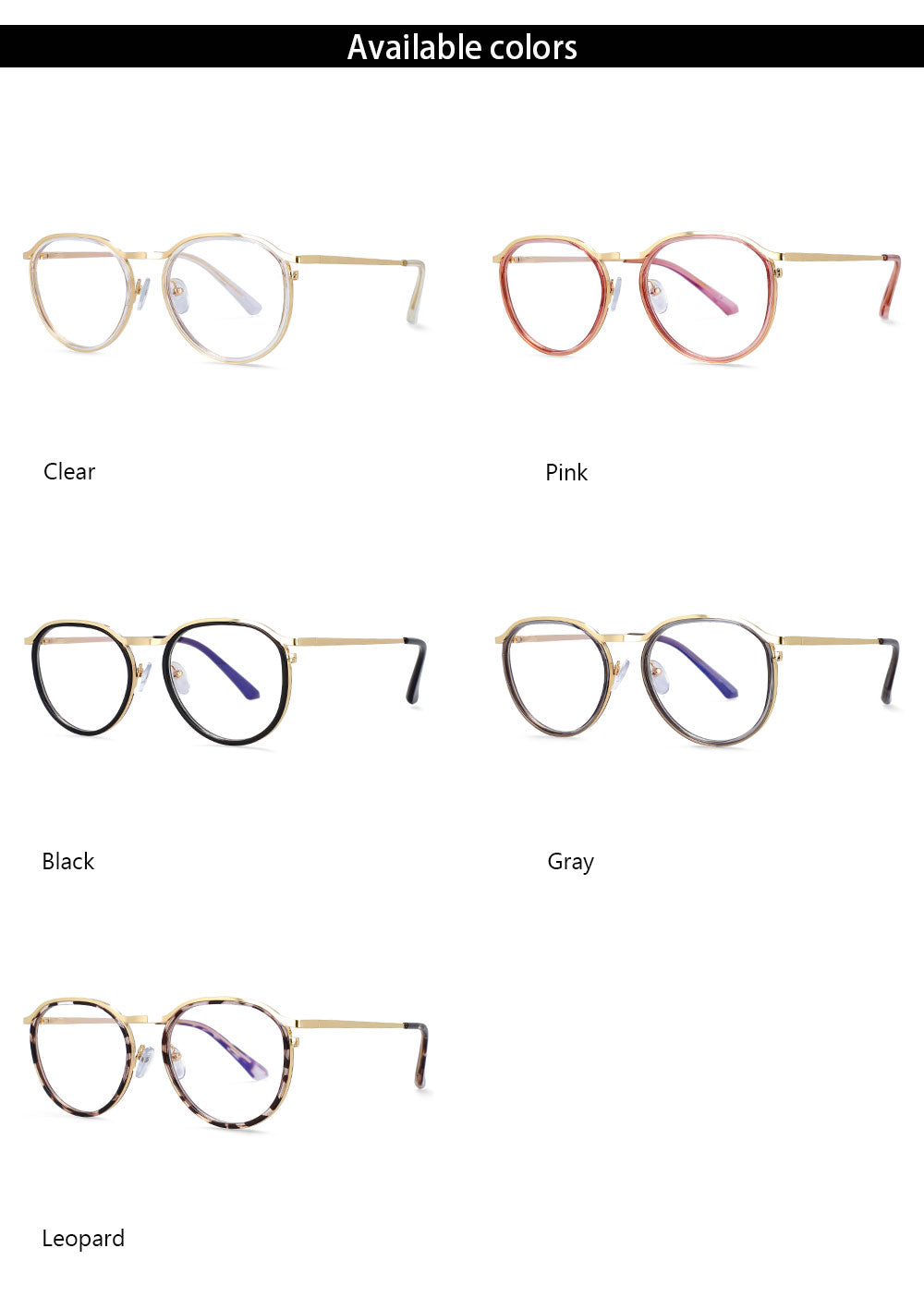CCspace Unisex Full Rim Round Tr 90 Alloy Frame Eyeglasses 54241 Full Rim CCspace