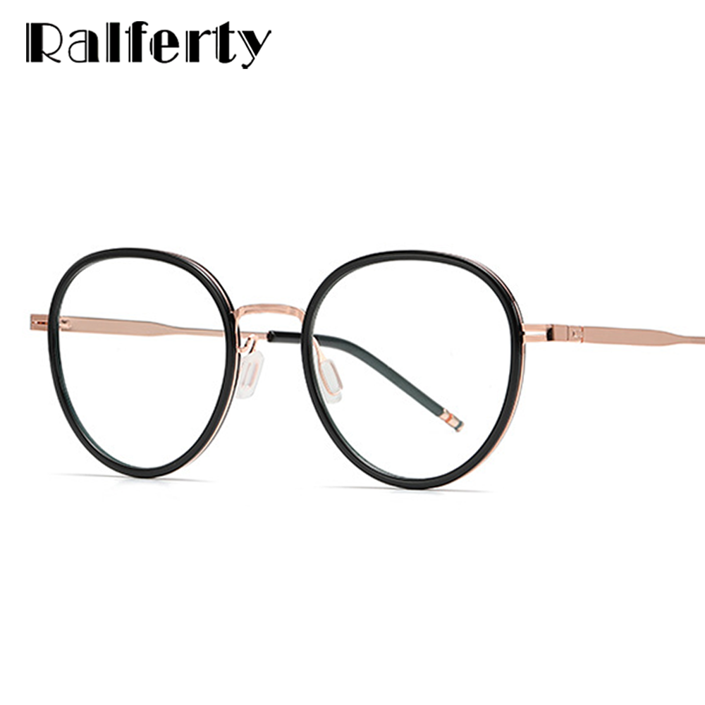 Ralferty Unisex Full Rim Round Acetate Alloy Eyeglasses D819 Full Rim Ralferty