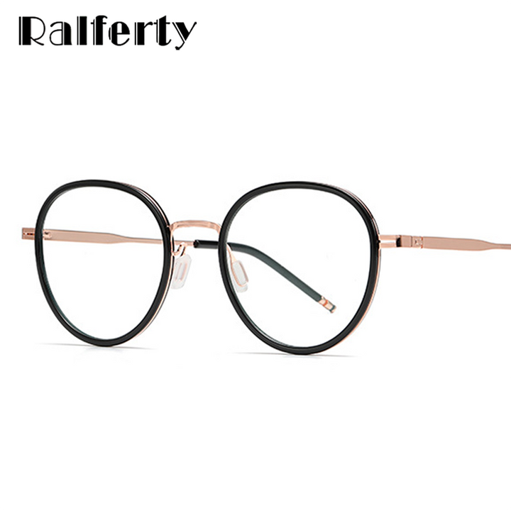 Ralferty Unisex Full Rim Round Acetate Alloy Eyeglasses D819 Full Rim Ralferty