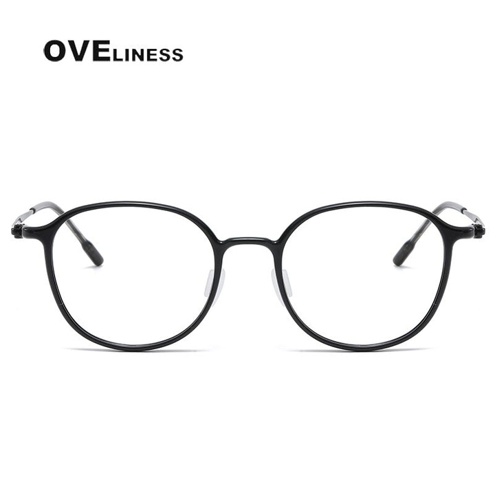 Oveliness Unisex Full Rim Round Square Acetate Titanium Eyeglasses 8633 Full Rim Oveliness