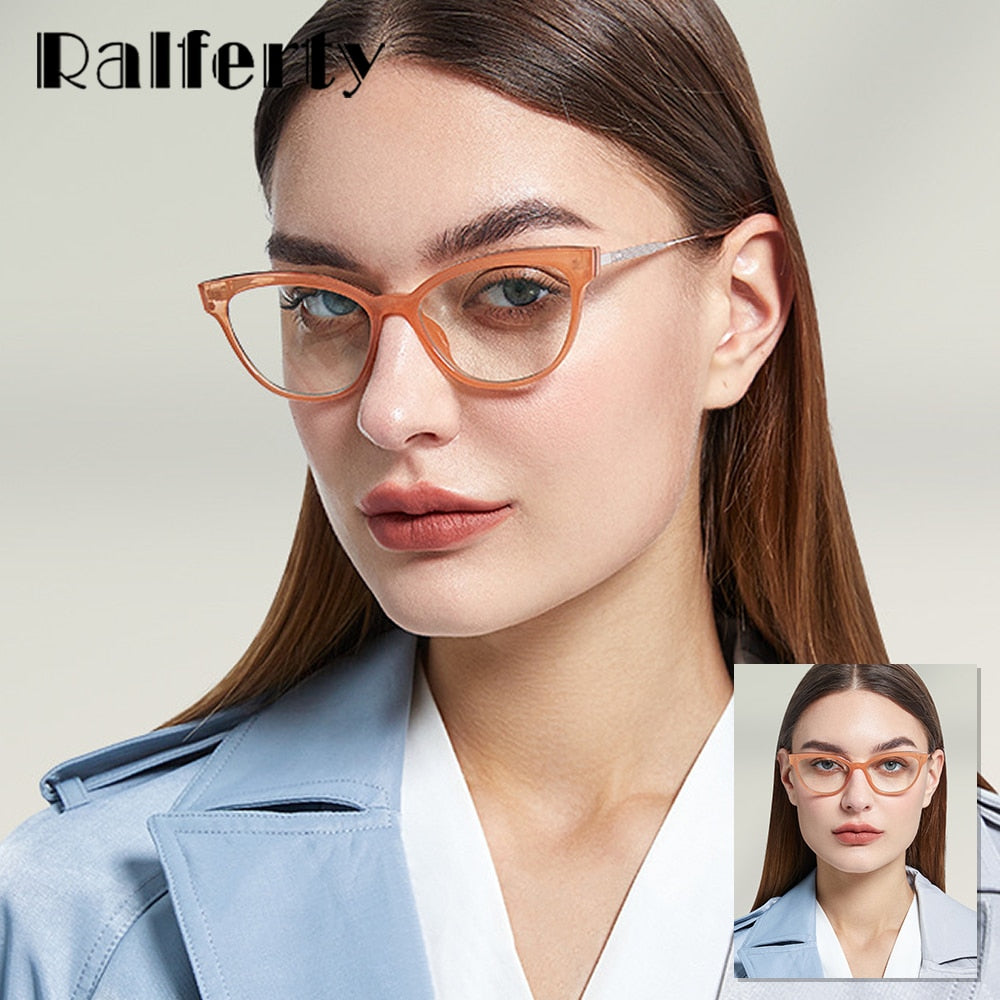 Ralferty Women's Full Rim Square Cat Eye Tr 90 Acetate Eyeglasses D836 Full Rim Ralferty