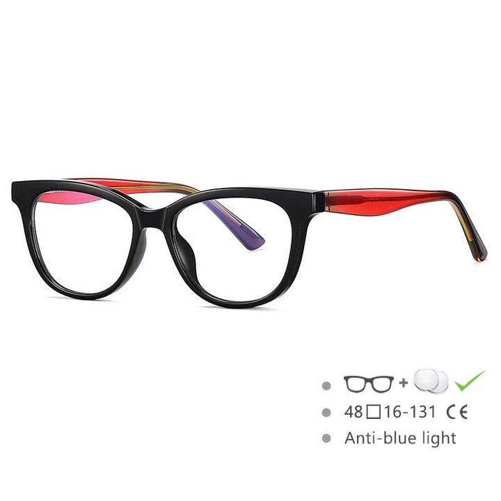CCspace Youth's Unisex Full Rim Square Tr 90 Titanium Eyeglasses 54525 Full Rim CCspace China C1Black