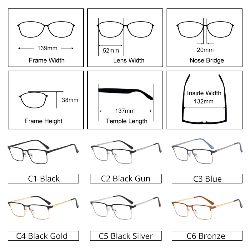 Ralferty Men's Full Rim Square Acetate Alloy Eyeglasses F95899 Full Rim Ralferty