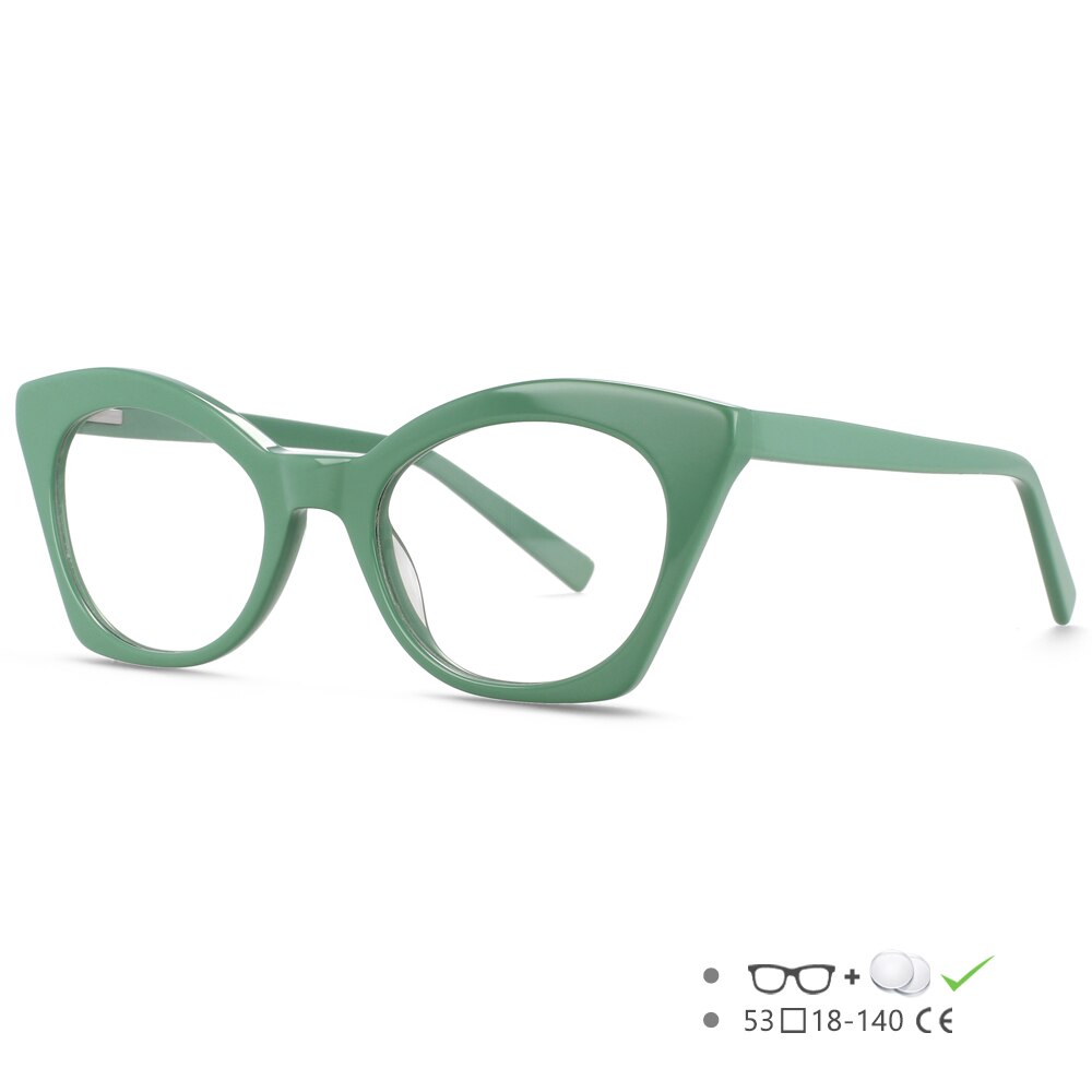 CCspace Unisex Full Rim Square Cat Eye Acetate Eyeglasses 55357 Full Rim CCspace PinkGreenC7 China