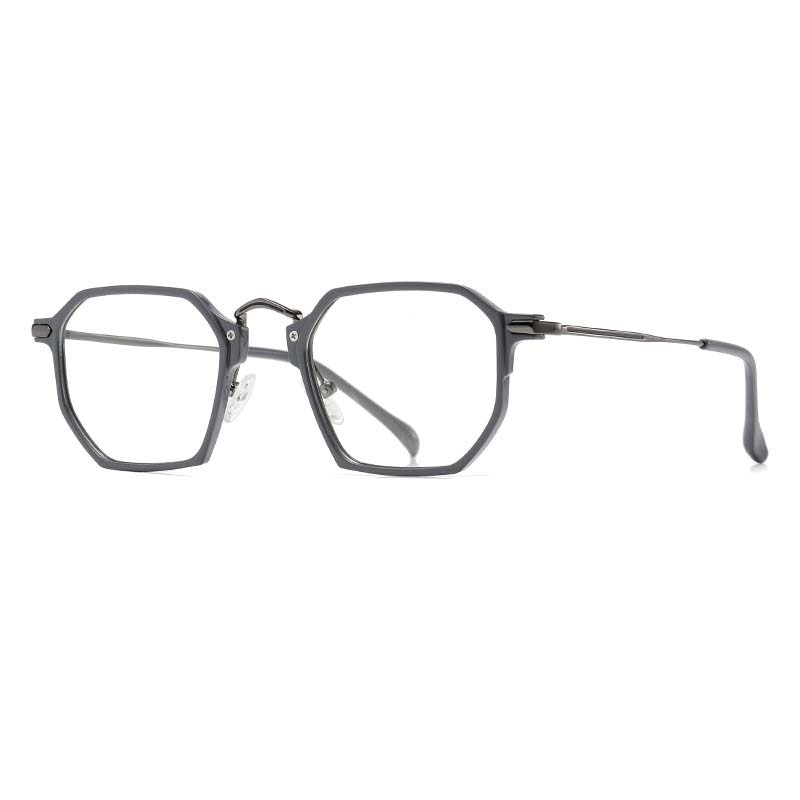 CCspace Unisex Full Rim Polygon Square Tr 90 Titanium Eyeglasses 55031 Full Rim CCspace GrayGun China