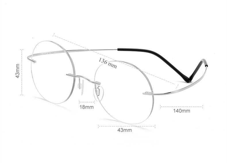 Chashma Unisex Rimless Round 2g Titanium Eyeglasses 6074 Customizable Lens Shape Rimless Chashma