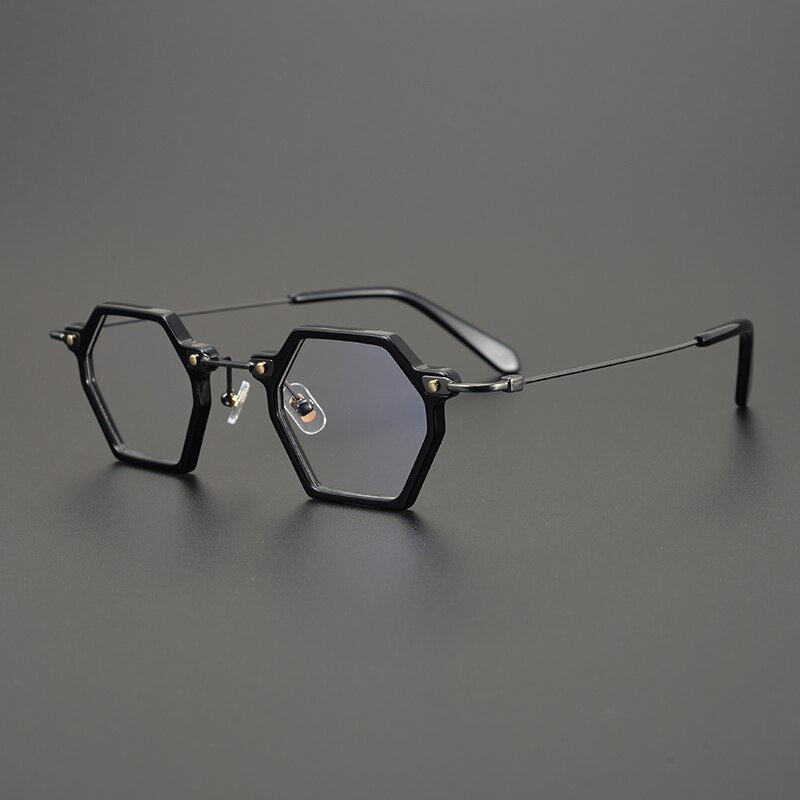 Gatenac Unisex Full Rim Polygonal Square Titanium Acetate Frame Eyeglasses Gxyj754 Full Rim Gatenac