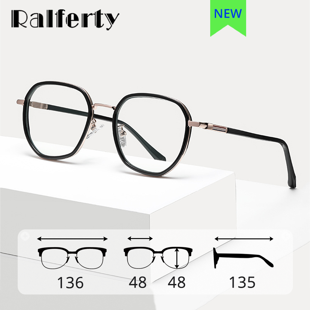 Ralferty Unisex Full Rim Irregular Square Alloy Eyeglasses D829 Full Rim Ralferty