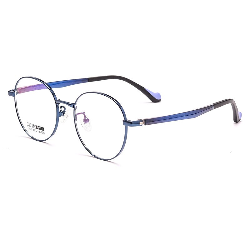 Yimaruili Children's Unisex Full Rim Round Ultem Titanium Alloy Eyeglasses 7519S Full Rim Yimaruili Eyeglasses Blue