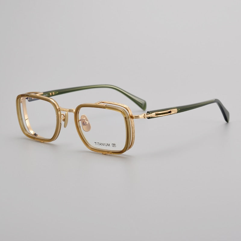 Muzz Unisex Full Rim Square Acetate Titanium Eyeglasses E005 Full Rim Muzz C1