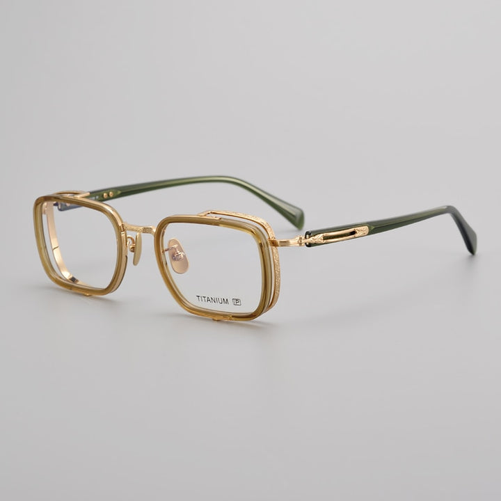 Muzz Unisex Full Rim Square Acetate Titanium Eyeglasses E005 Full Rim Muzz C1
