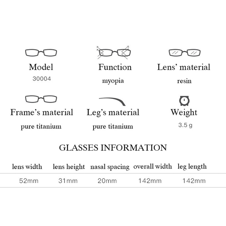 Hotochki Men's Semi Rim Rectangle Titanium Frame Eyeglasses 30004 Semi Rim Hotochki