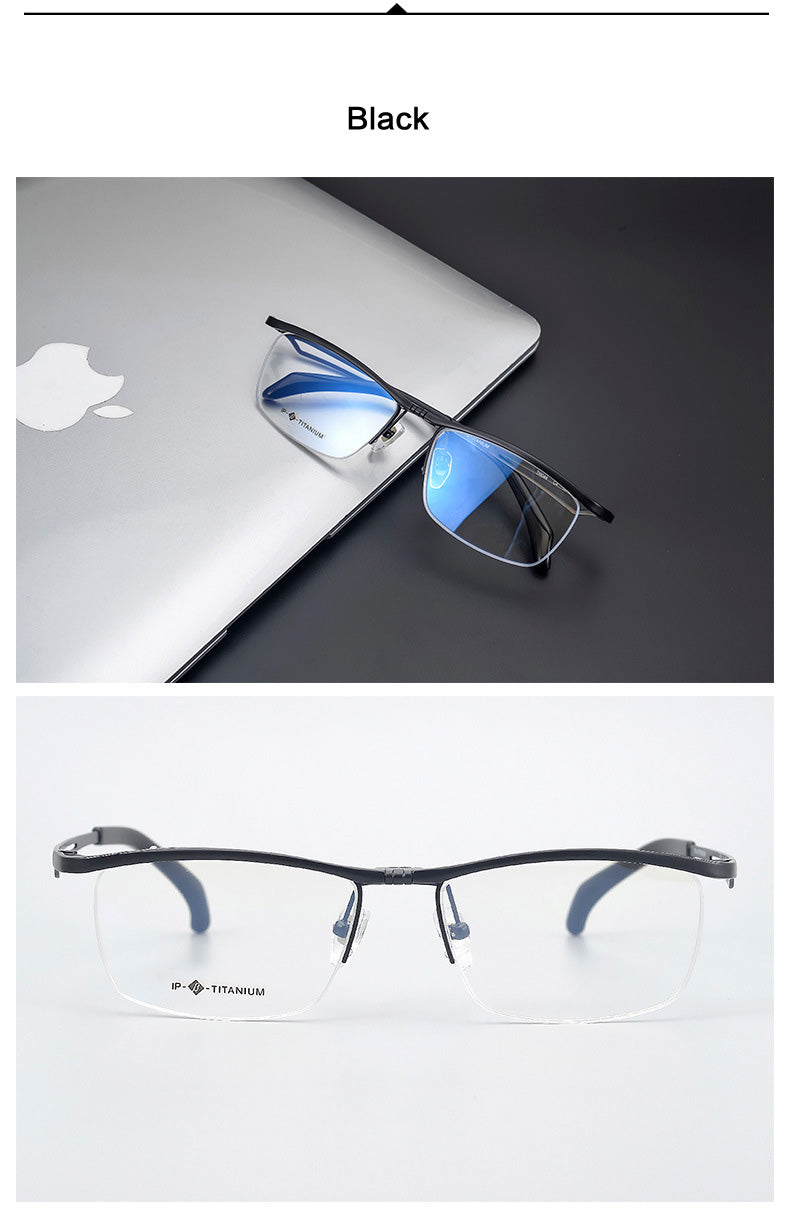 Hdcrafter Unisex Semi Rim Rectangle Titanium Flip Up Frame Eyeglasses T18044 Semi Rim Hdcrafter Eyeglasses