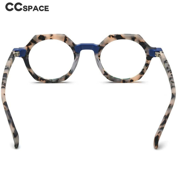 CCspace Unisex Full Rim Irregular Round Acetate Eyeglasses 54700 Full Rim CCspace