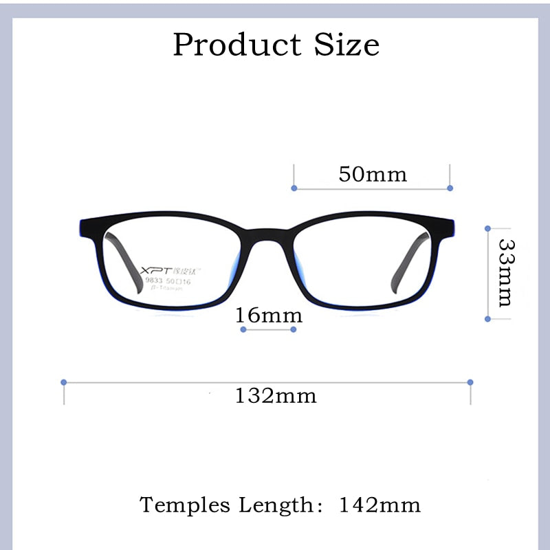 Yimaruili Unisex Full Rim Small Square Tr 90 Titanium Eyeglasses 9833XP Full Rim Yimaruili Eyeglasses