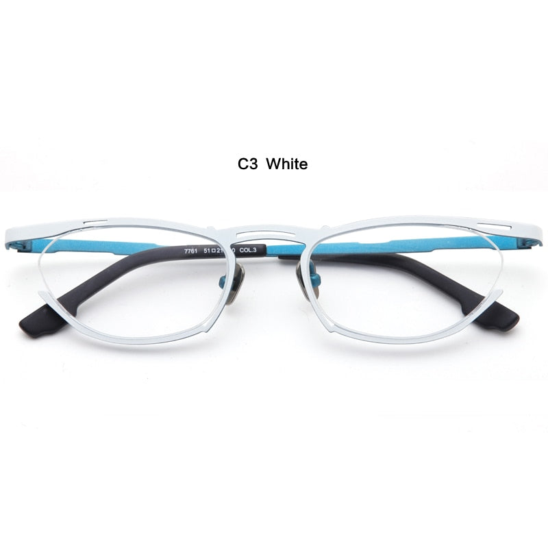 Muzz Women's Semi Rim Oval Cat Eye Titanium Eyeglasses 7761 Semi Rim Muzz C3
