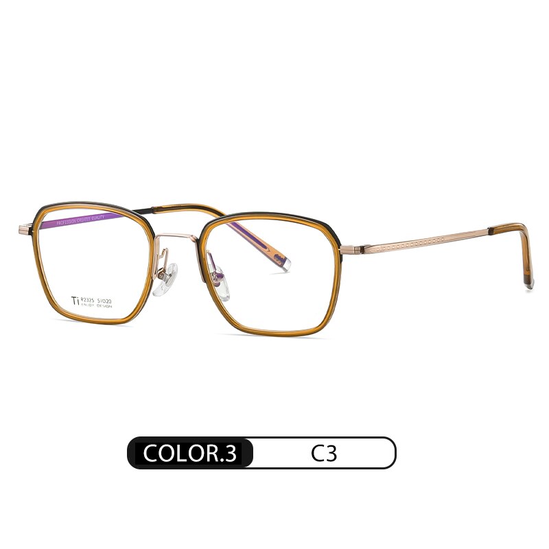 Reven Jate Unisex Full Rim Square Acetate Titanium Frame Eyeglasses R2325 Full Rim Reven Jate C3