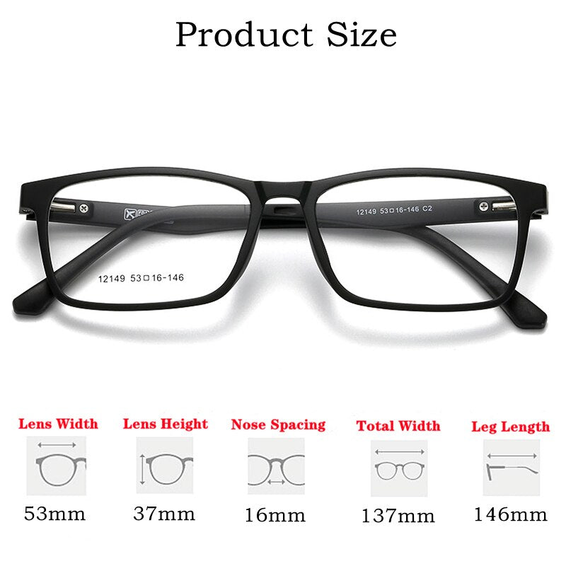 Yimaruili Unisex Full Rim Square Tr 90 Eyeglasses 5 Clip On Polarized Sunglasses 12149 With Clip Ons Yimaruili Eyeglasses