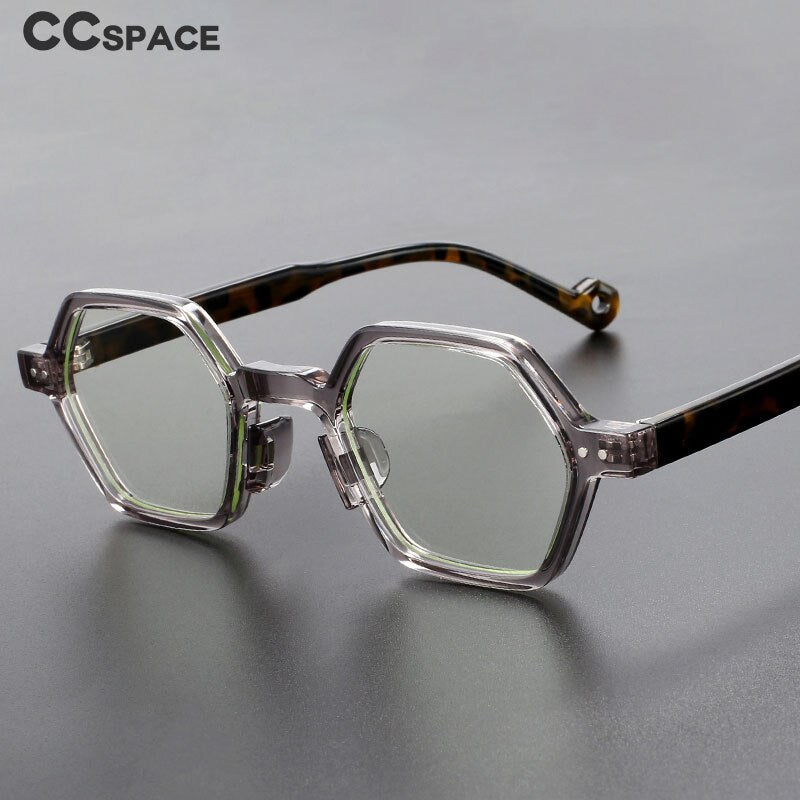 CCspace Unisex Full Rim Polygonal Tr 90 Acetate Eyeglasses 54565 Full Rim CCspace