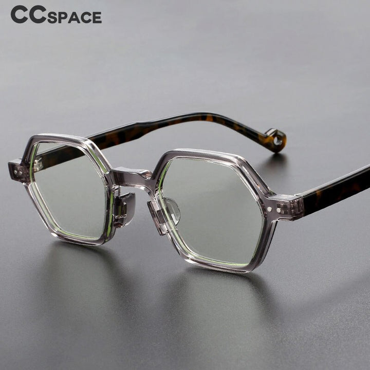 CCspace Unisex Full Rim Polygonal Tr 90 Acetate Eyeglasses 54565 Full Rim CCspace