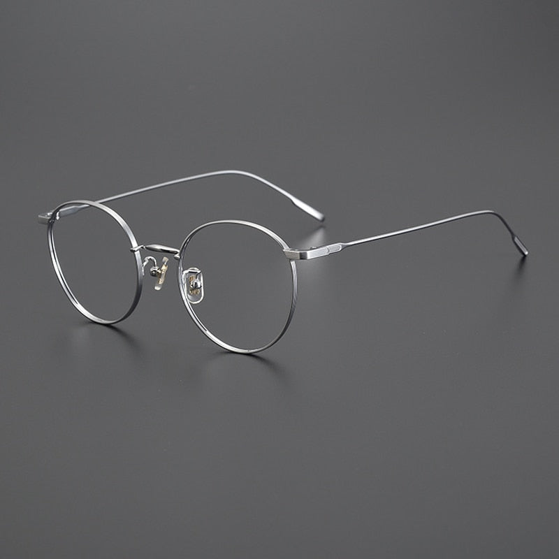 Gatenac Unisex Full Rim Round Titanium Eyeglasses Gxyj1011 Full Rim Gatenac