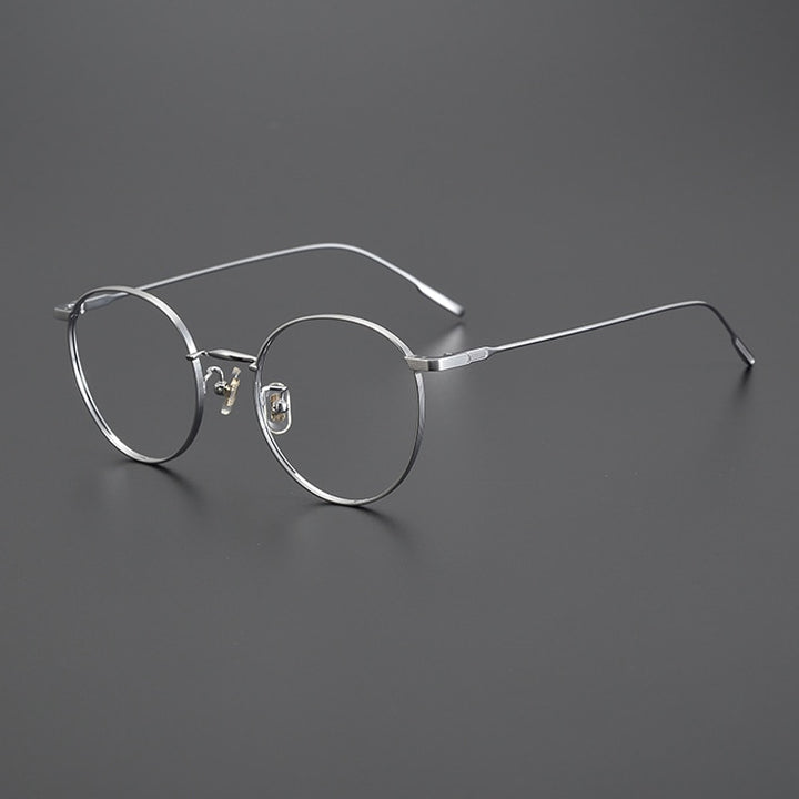 Gatenac Unisex Full Rim Round Titanium Eyeglasses Gxyj1011 Full Rim Gatenac