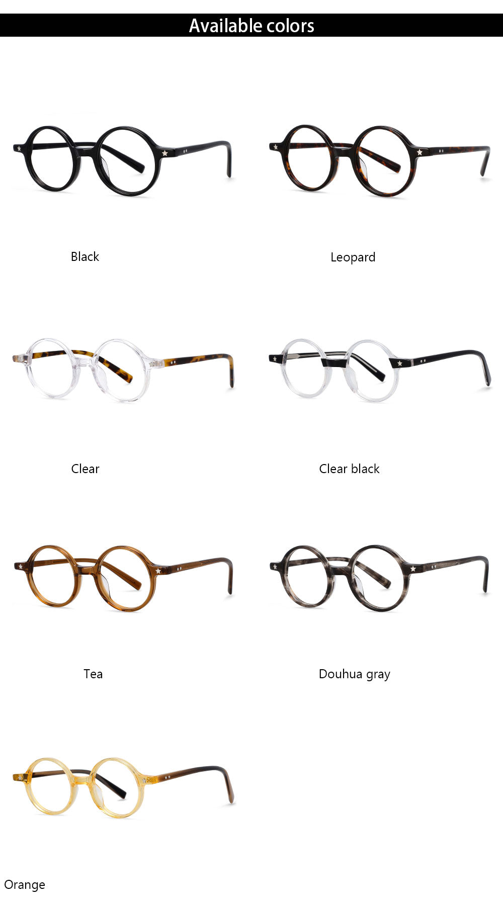 CCspace Unisex Full Rim Round Acetate Frame Eyeglasses 49424 Full Rim CCspace