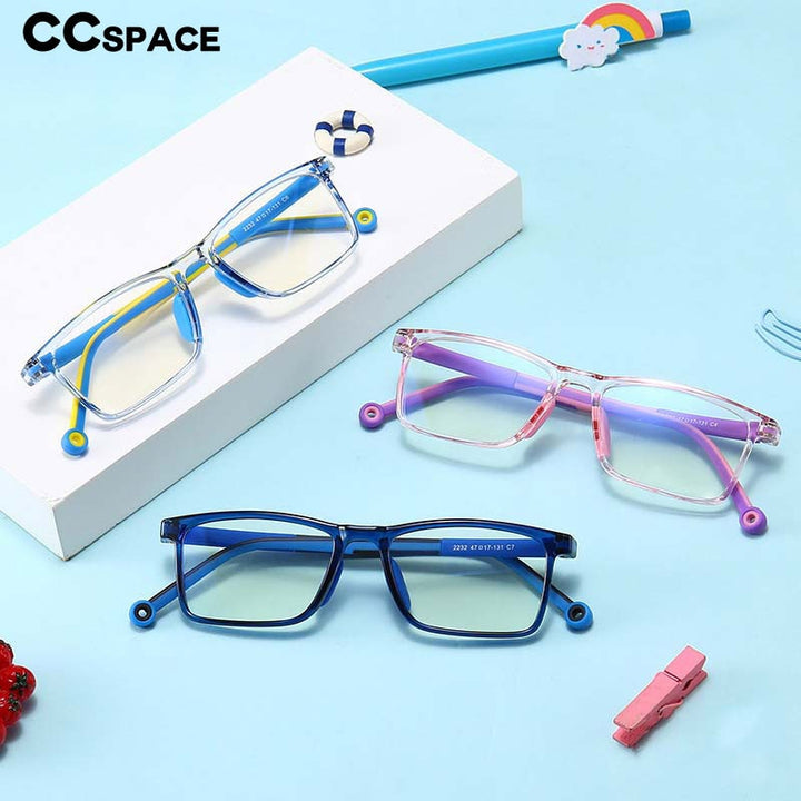 CCspace Unisex Youth Full Rim Square Silicone Eyeglasses 54673 Full Rim CCspace