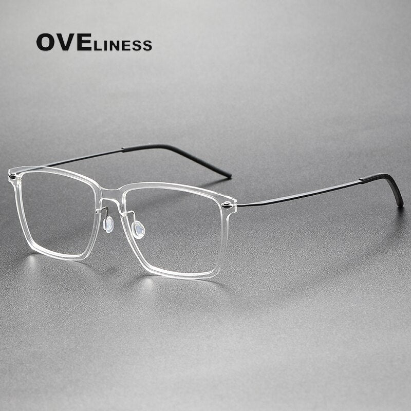 Oveliness Unisex Full Rim Square Screwless Titanium Acetate Eyeglasses 6505 Full Rim Oveliness transparent