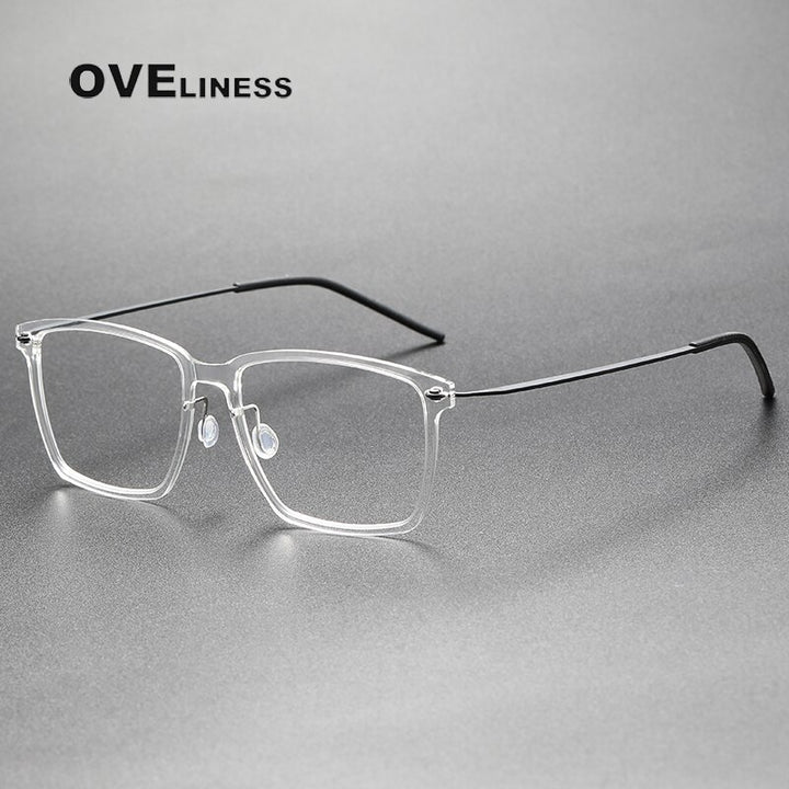 Oveliness Unisex Full Rim Square Screwless Titanium Acetate Eyeglasses 6505 Full Rim Oveliness transparent