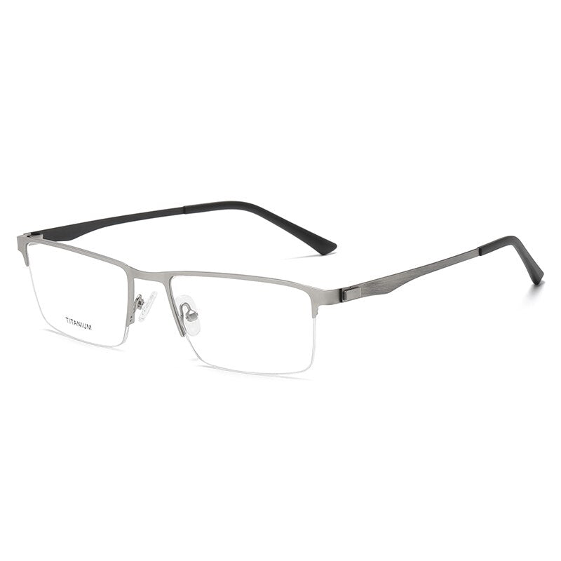 Zirosat Men's Semi Rim Square Titanium Eyeglasses P9867 Semi Rim Zirosat silver
