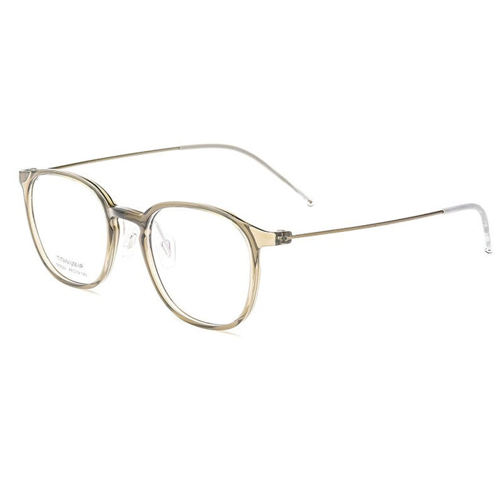 Hotony Unisex Full Rim Round Square Tr 90 Acetate Aluminum Eyeglasses 822m Full Rim Hotony green  